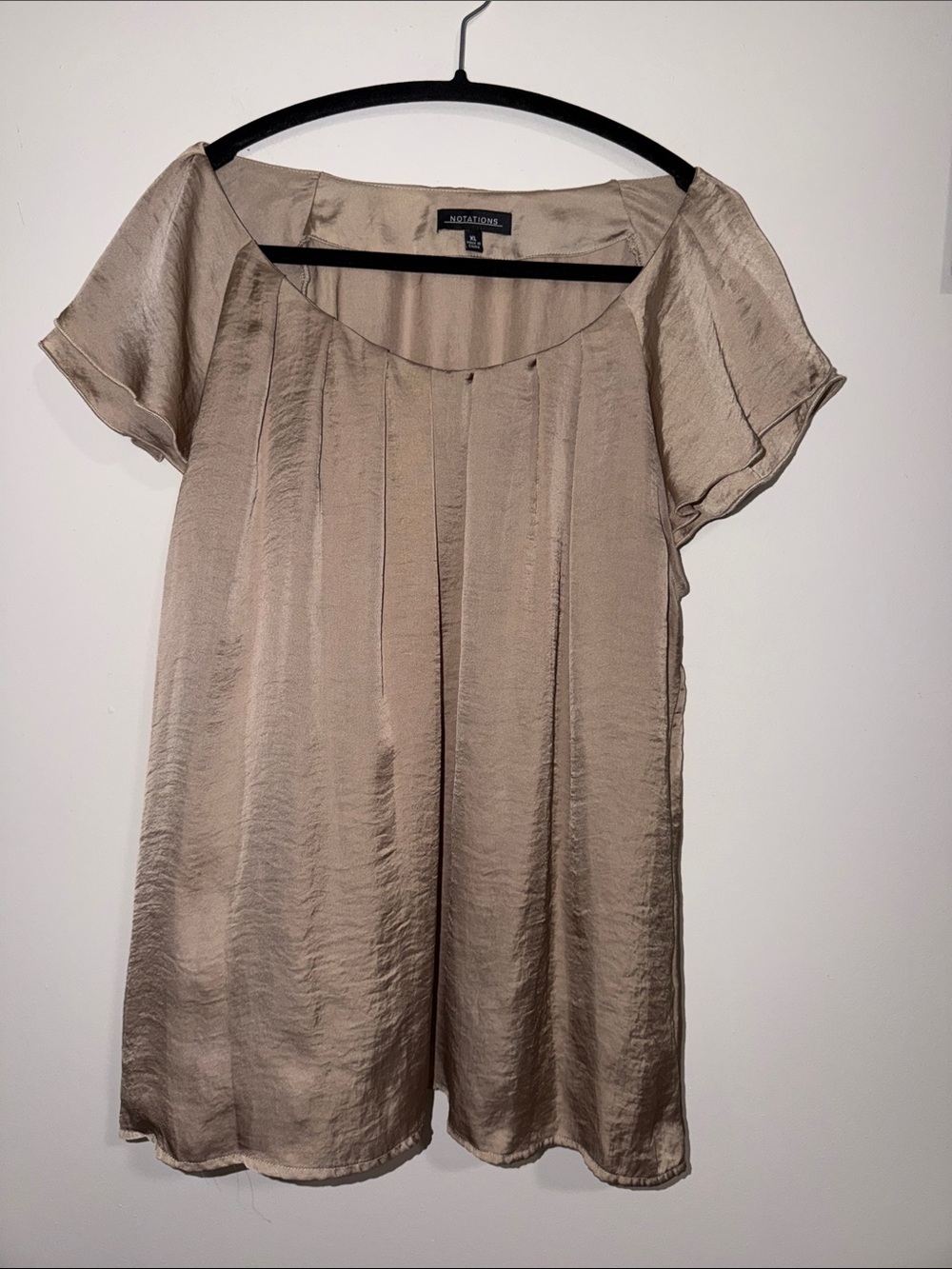 Notations Taupe Scoop Neck Short Sleeve Blouse